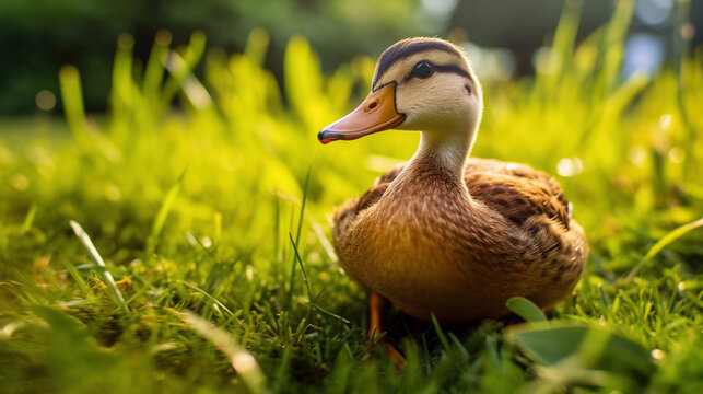 Brown Duck on Green Grass During Daytime in Park Selective Focus