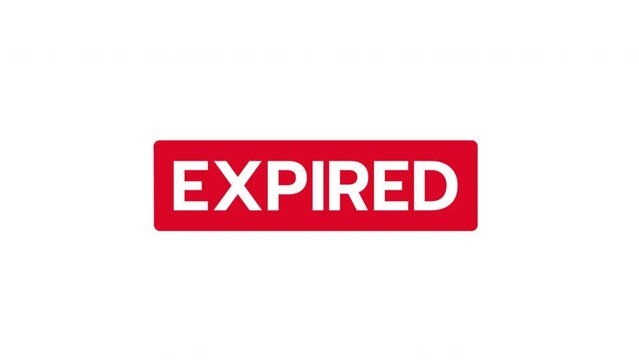 "EXPIRED" Hand stamping rubber stamp animation, transparent background, alpha channel included.