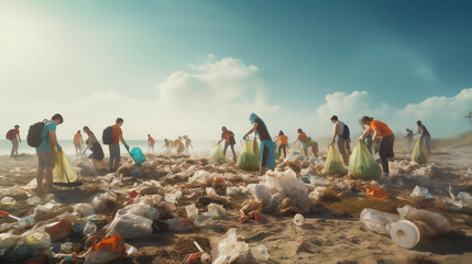 garbage collector at the beach