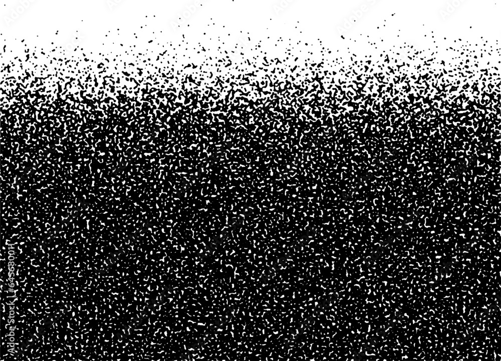 Poster black noise stipple dots halftone gradient vector distressed textured background. hand drawn dotwork