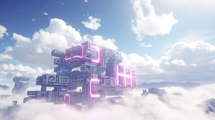 Digital City in metaverse illustration, Generative AI