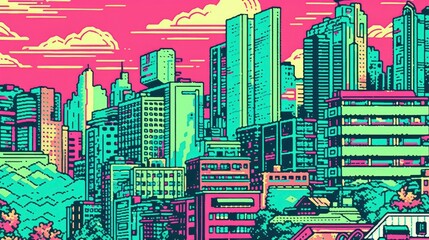 Obraz premium Digital City in metaverse background, Generative AI