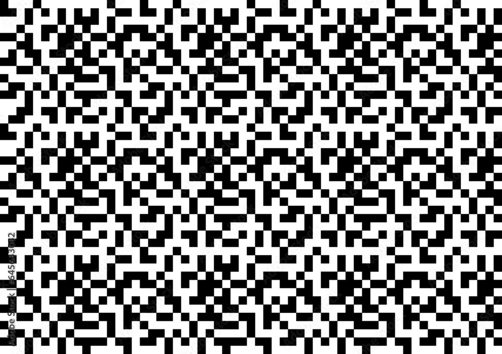 Poster black and white qr code. pixel pattern background