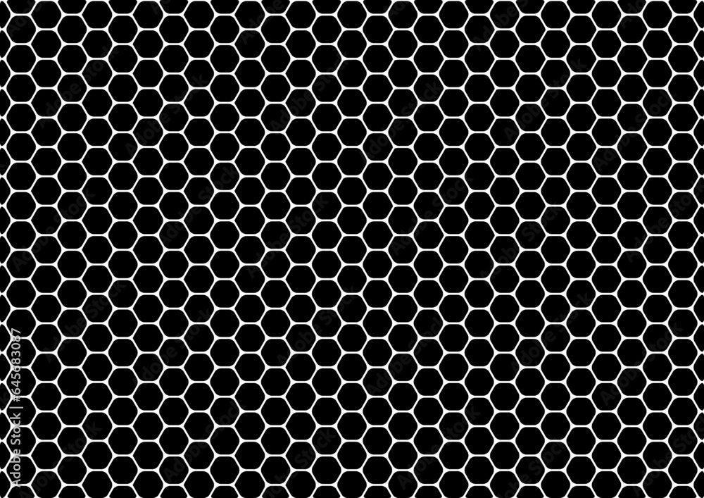 Poster black and white hexagon metal grid pattern, hexagonal vector. fully editable vector element