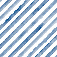Obraz premium Watercolor stripe seamless pattern. Blue colored stripes background.