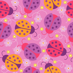 Ladybug seamless pattern, bugs  fabric design