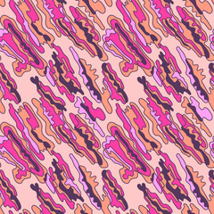 Unusual vector seamless pattern with colorful abstract wave lines and elements