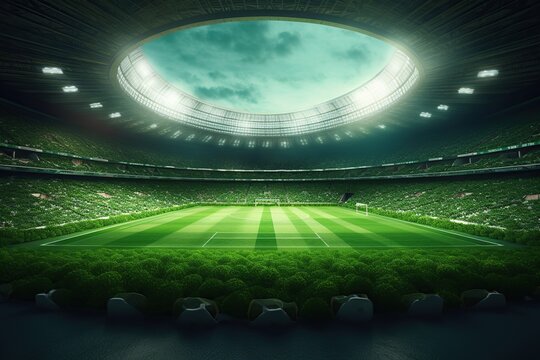 Soccer Stadium, An imaginary stadium is rendered. AI Generated