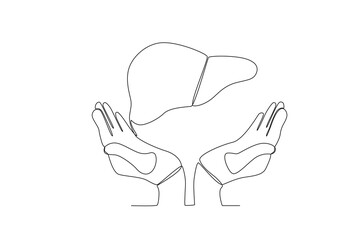 continuing the vector lines of the world hepatitis day concept for hands and hearts
