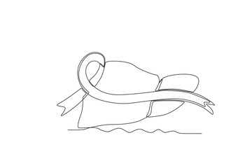 One continuous line drawing of the ribbon and the concept of world hepatitis day
