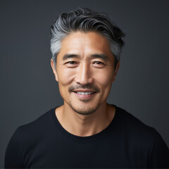 Fototapeta premium middle aged asian man, natural, carefree, short hair