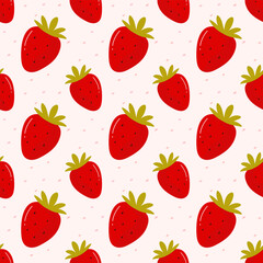 Strawberry fruit seamless pattern background