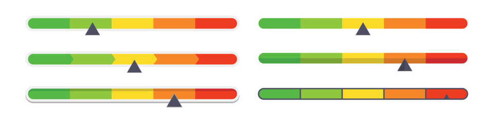 Obraz premium Meter gauge. Rating level. Measure chart vector set. Measurement performance.