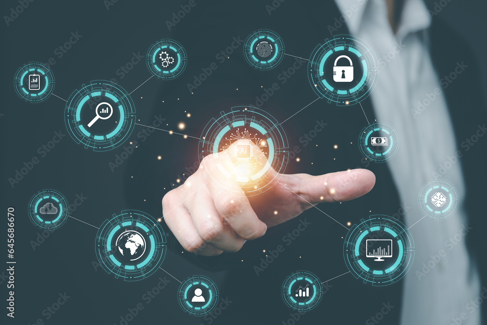Aufkleber digital transformation management, internet of things (iot), using artificial intelligence (ai) tech