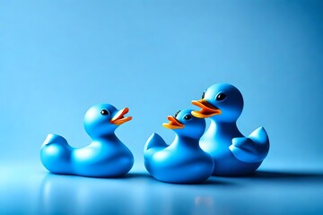 blue rubber ducks on blue background