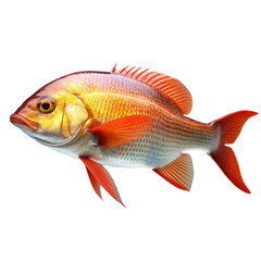 Closeup of isolated redfin fish on a transparent background