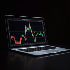 financial chart charts on laptop monitor