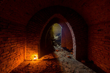 Light in abandoned tunnels of war bunker