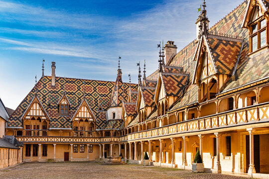 The Hospices de Beaune or Hôtel-Dieu de Beaune is a former charitable almshouse in Beaune, France
