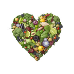 Heart shaped word cloud of eco friendly food transparent background