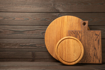 Cutting board on a textured marble kitchen table. Menu food card or recipes background concept.MOCKUP. Design. Place for text, copy space. The concept of food and cooking.