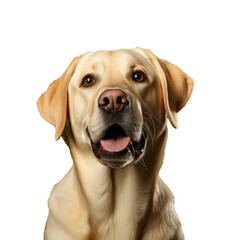 Obraz premium Assistive Yellow Lab locating ideal Christmas tree for removal transparent background