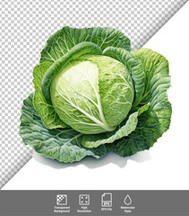 Fototapeta premium Cabbage isolated on transparent background. Vector illustration. 