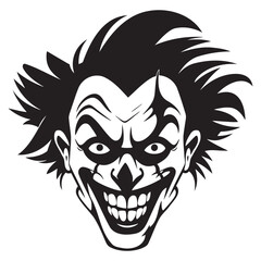 Icon Evil clown. Black and white. Vector illustration