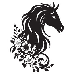 The illustrations and clipart. A black-and-white silhouette of a horse