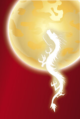 年賀状　龍年　月　