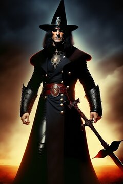 a man wearing a witch hat. he is a vampire hunter holding a sword.Black Sunday (1960)
Frankenstein (1931)
60's horror dark fantasy movie
van helsing