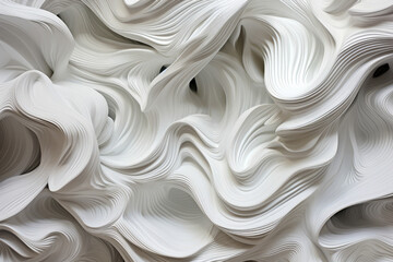 A white paper background showcasing elegant swirls and waves, artistically styled to resemble stacked piles.