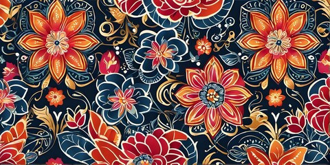 seamless floral pattern. Batik concept.
