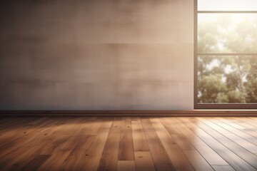 Empty wall and wooden floor with glares. Modern interior.