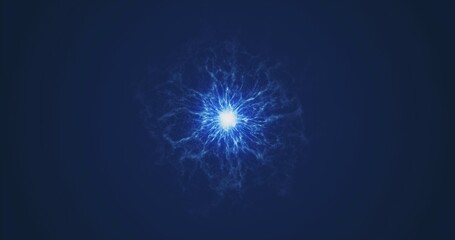 An abstract star that emits waves of high-energy particles into space. 3D render.