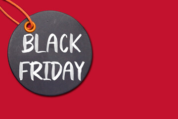 Black Friday Sale tag concept on the red  background