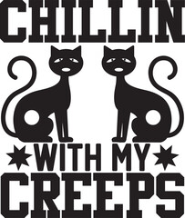 Chillin with my creeps Halloween t shirt design vector. Typography, quote, Halloween t shirt design. 
