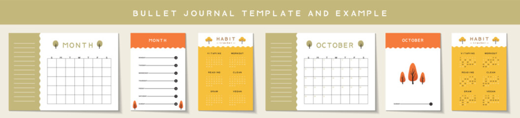 Bullet journal template. Vector illustration.