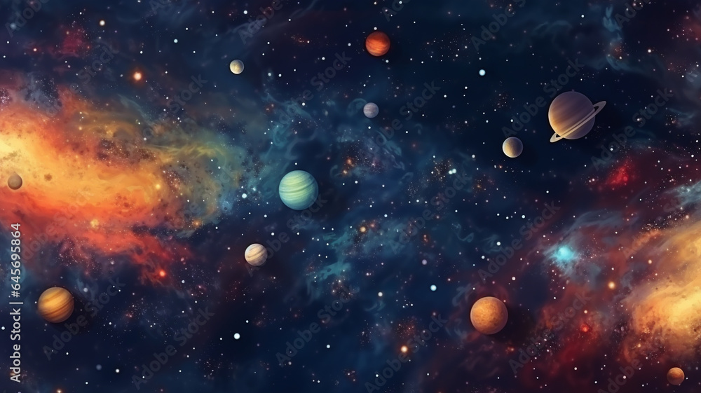 Wall mural solor system background. illustration. generative ai