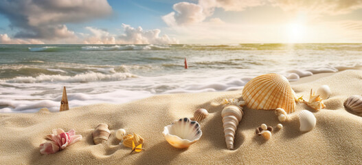 Fototapeta na wymiar Travel Concept of Summer Vocation at The Tropical Island Beach Sand Selective Focus