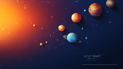 Fototapeta premium Solor system background. Illustration. Generative AI