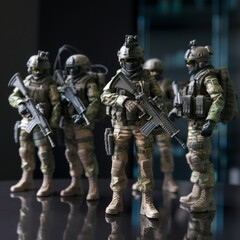 miniature army soldier squad design illustration