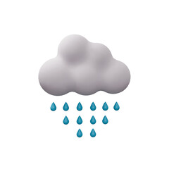 Raining cloud with rain drops 3D illustration