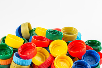 Different color bottle caps, excellent raw material for recycling.