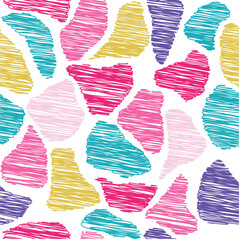 Childish Scribble Abstract Shapes Seamless Repeat Pattern Retro 1990s Pink Yellow Blue. Trends of 2023. 