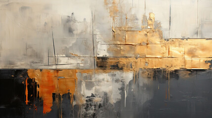 Deconstructed Black and Silver Gold Foil Abstract Art