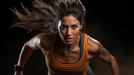 Obraz na płótnie Canvas A woman professional athlete in action