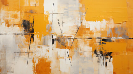 Contemporary Oil Painting Texture Abstraction with Yellow Oil Paint Brush Strokes