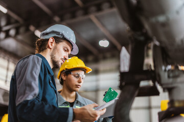 Robotic techs remotely check circuit boards in robot arms, find issues, and report to supervisors.