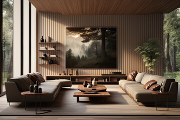 Modern living room interior  - obrazy, fototapety, plakaty